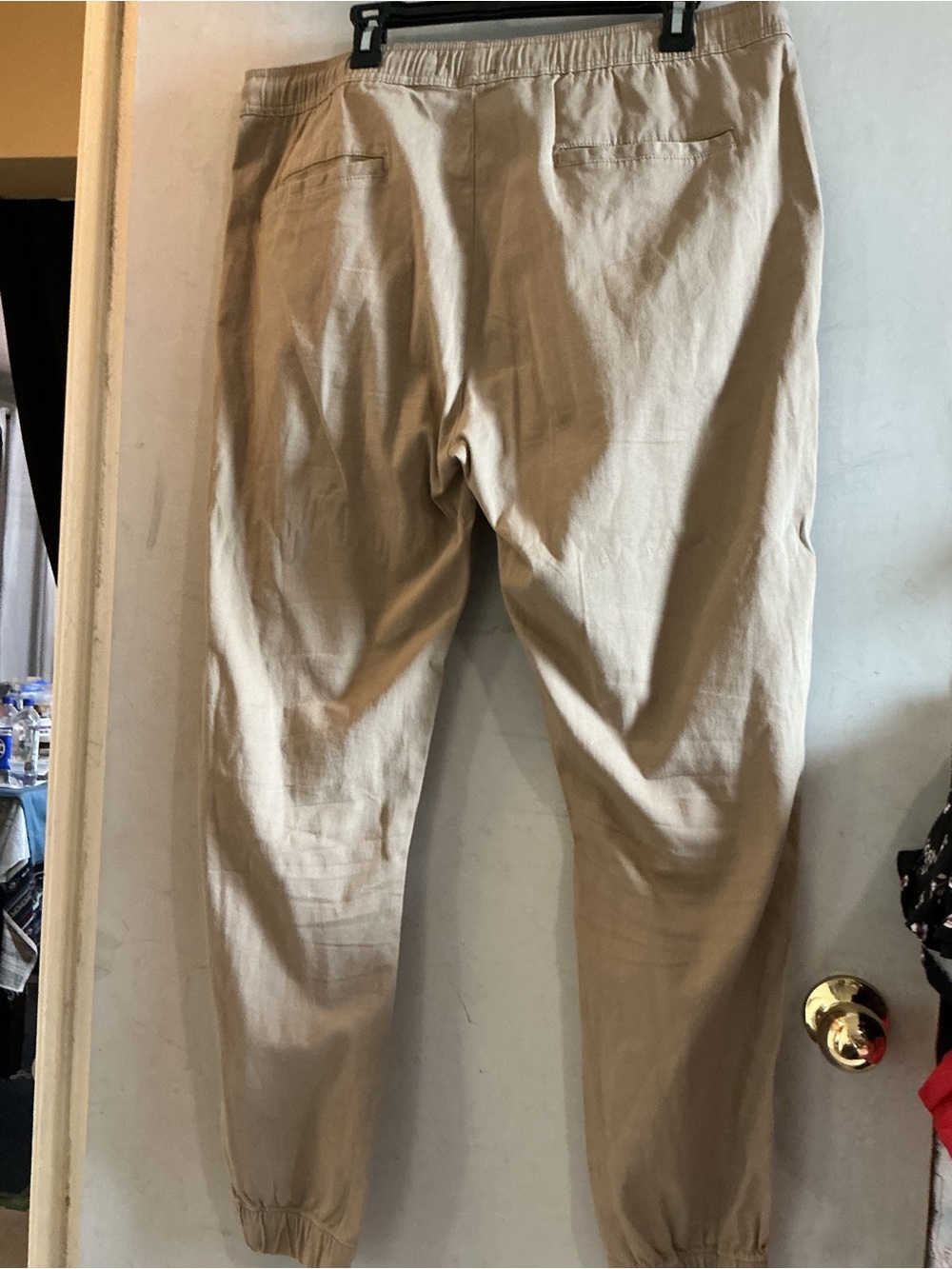 Men's Khaki Jogger Pants - Casual Drawstring Trousers - Picture 7 of 8